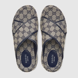  Dép Nữ Gucci GG Platform Slide Sandal 'Beige Blue' 