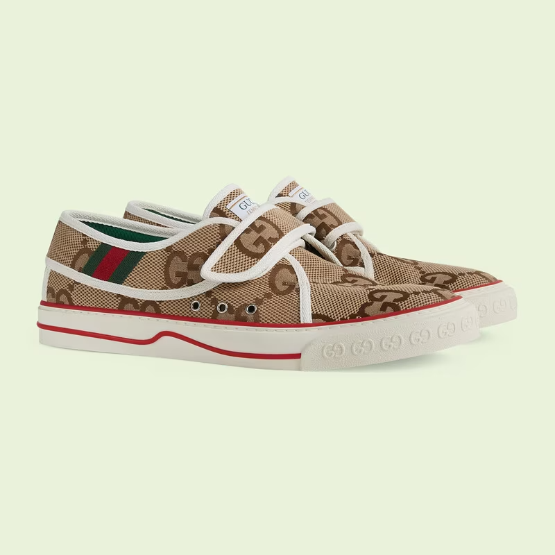  Giày Nam Gucci Tennis 1977 'Beige Ebony Jumbo GG Canvas' 