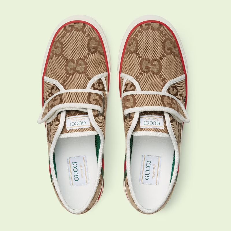  Giày Nam Gucci Tennis 1977 'Beige Ebony Jumbo GG Canvas' 