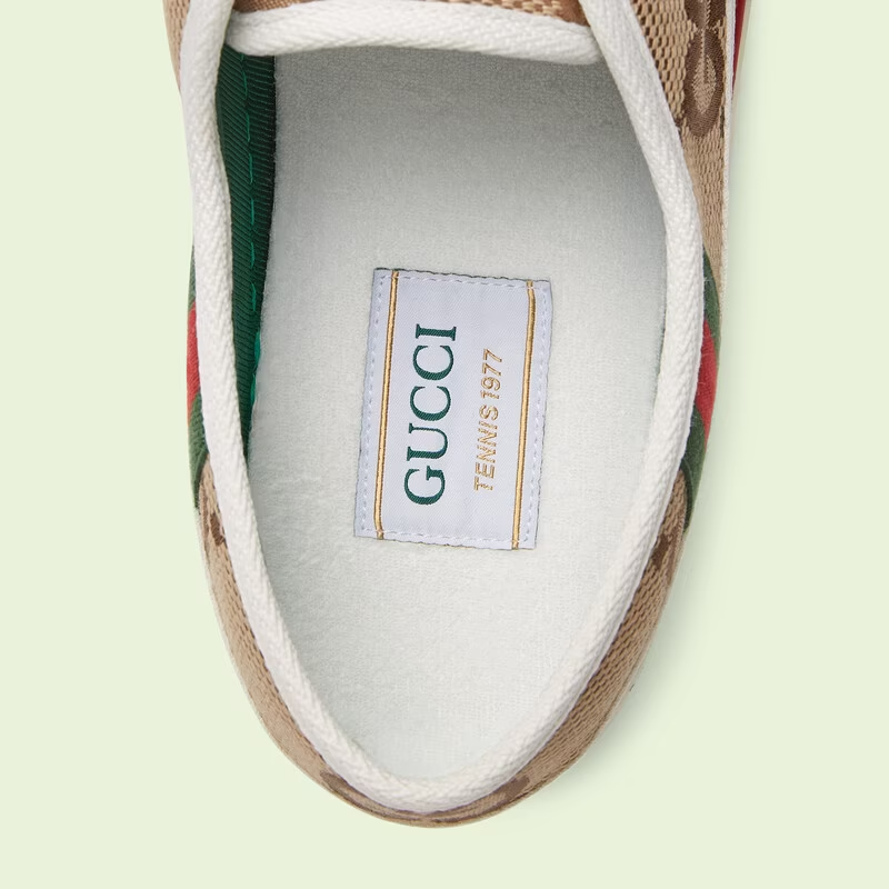  Giày Nam Gucci Tennis 1977 'Beige Ebony Jumbo GG Canvas' 