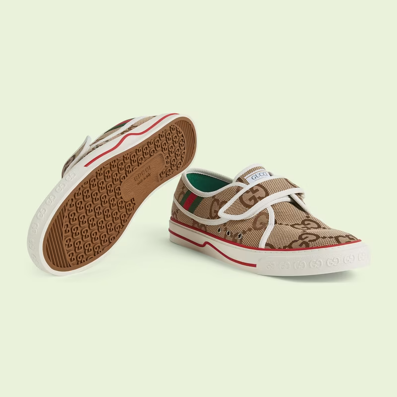  Giày Nam Gucci Tennis 1977 'Beige Ebony Jumbo GG Canvas' 