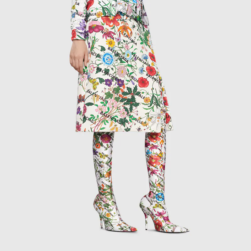  Giày Nữ Gucci The Hacker Project Knife Boots Balenciaga Flora Print 'Black Jersey' 