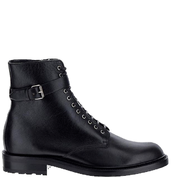  Giày Nam Saint Laurent Army Boots In Smooth Leather 'Noir' 