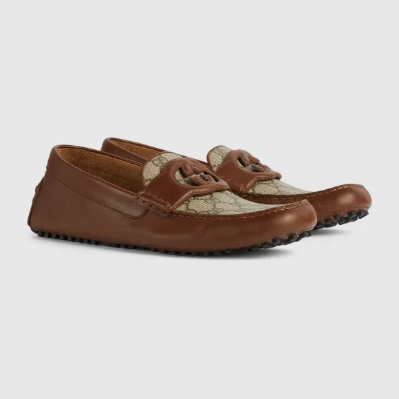  Giày Nam Gucci Interlocking G Driver 'Brown' 