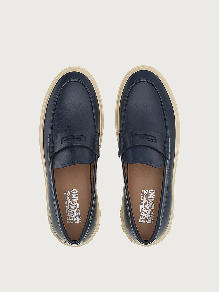 Giày Salvatore Ferragamo Nam Sporty Loafer 'Blue Marine' 