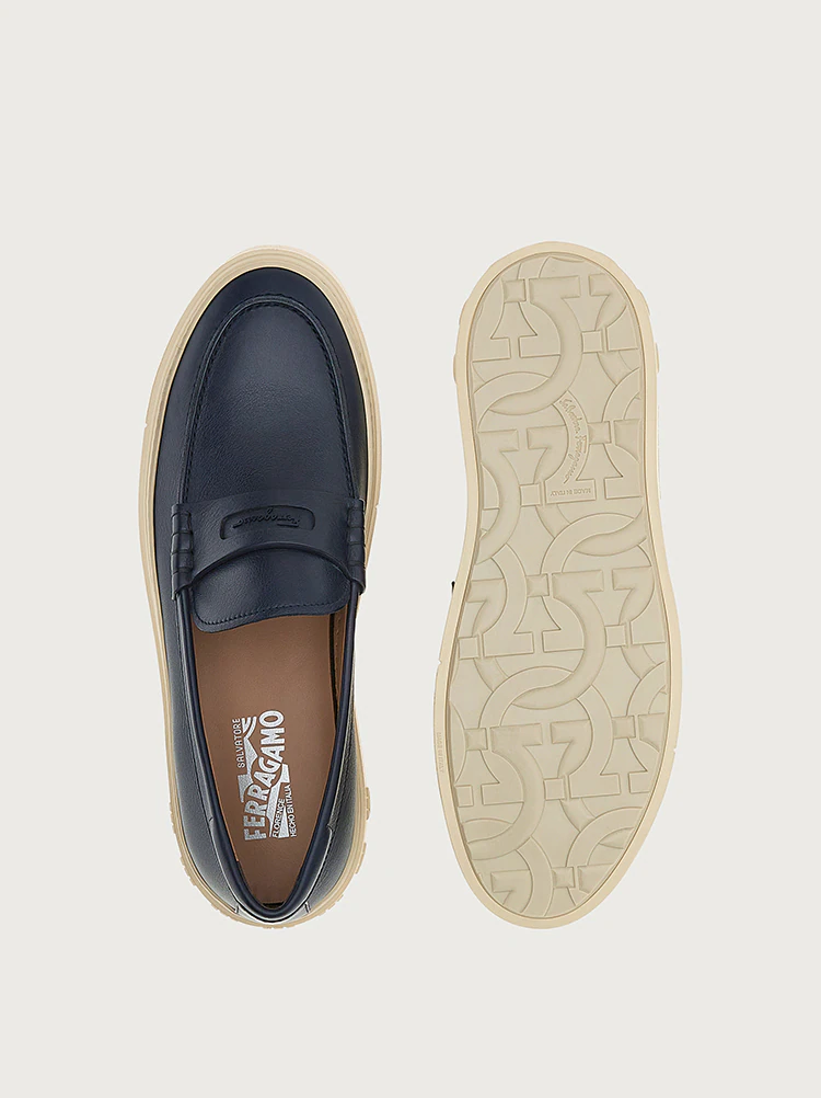  Giày Salvatore Ferragamo Nam Sporty Loafer 'Blue Marine' 
