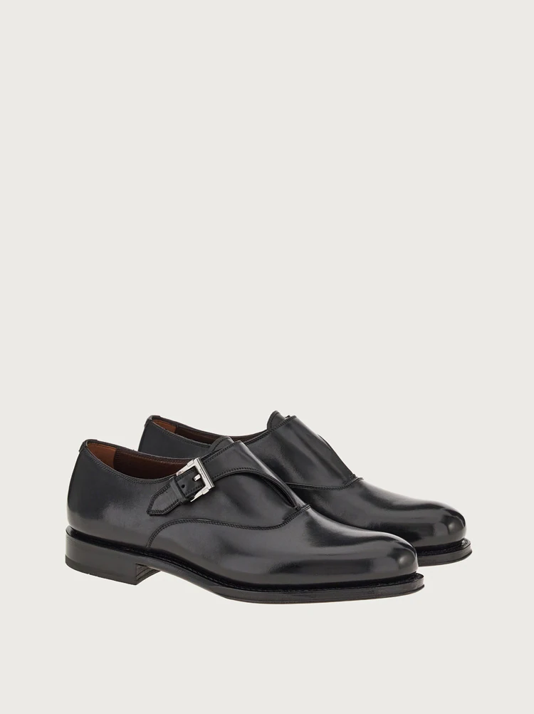  Giày Salvatore Ferragamo Nam Single Monk Strap Black 