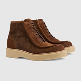  Giày Nam Gucci Lace-up Ankle Boot 'Brown' 