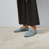  Giày Nữ Gucci Jordaan Loafer 'Light Blue And Ivory GG Denim' 