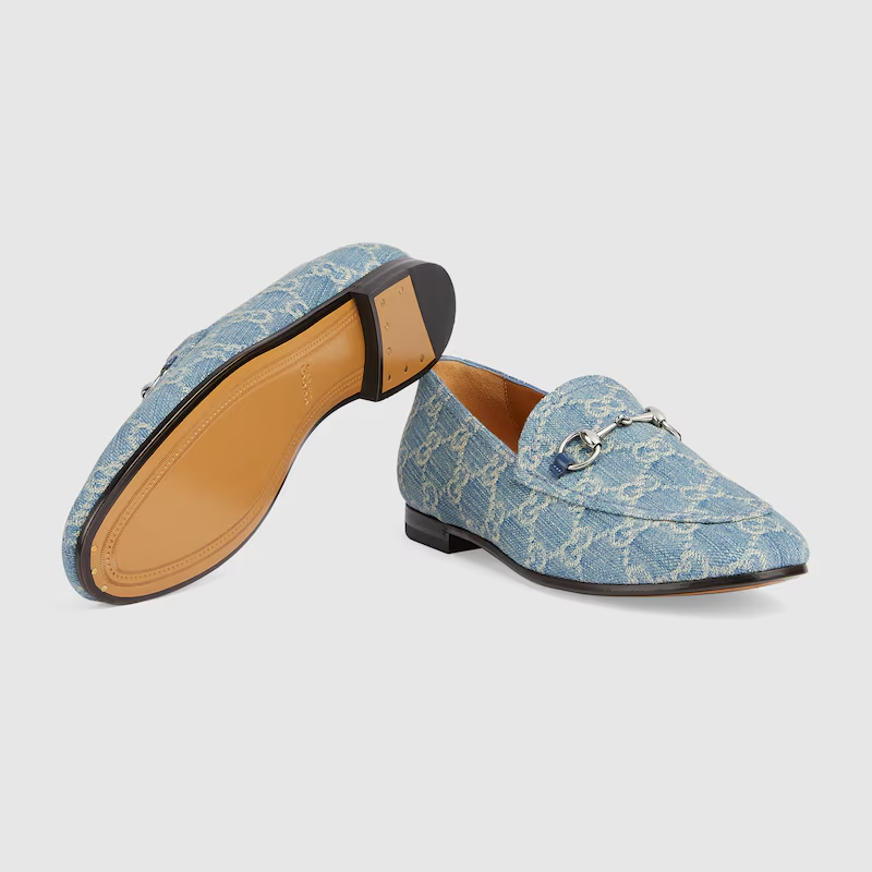  Giày Nữ Gucci Jordaan Loafer 'Light Blue And Ivory GG Denim' 