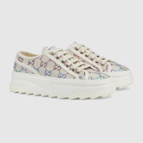  Giày Nữ Gucci GG Trainer 'Off White Canvas With GG Lamé With Crystals' 771645-FABH3-9179 