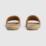  Dép Nữ Gucci Interlocking G Espadrille 'Beige viscose-effect raffia' 