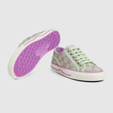  Giày Nữ Gucci Tennis 1977 'Pale Green And Lilac GG Crystal Canvas' 