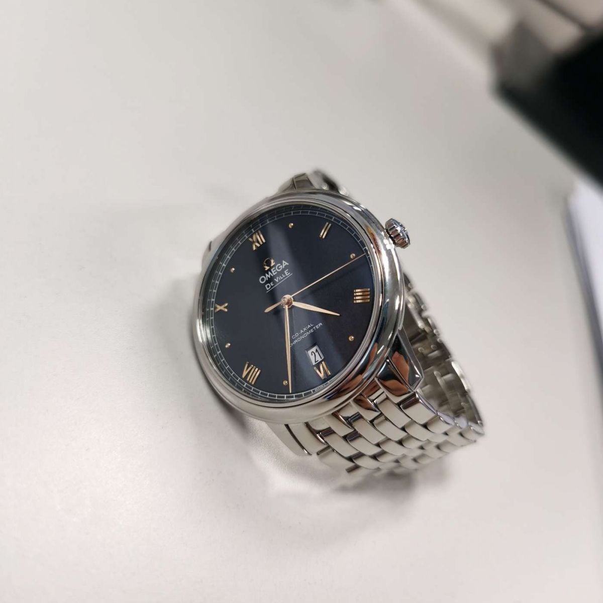  Đồng Hồ Nam OMEGA De Ville Prestige Automatic Chronometer 'Blue' Dial 