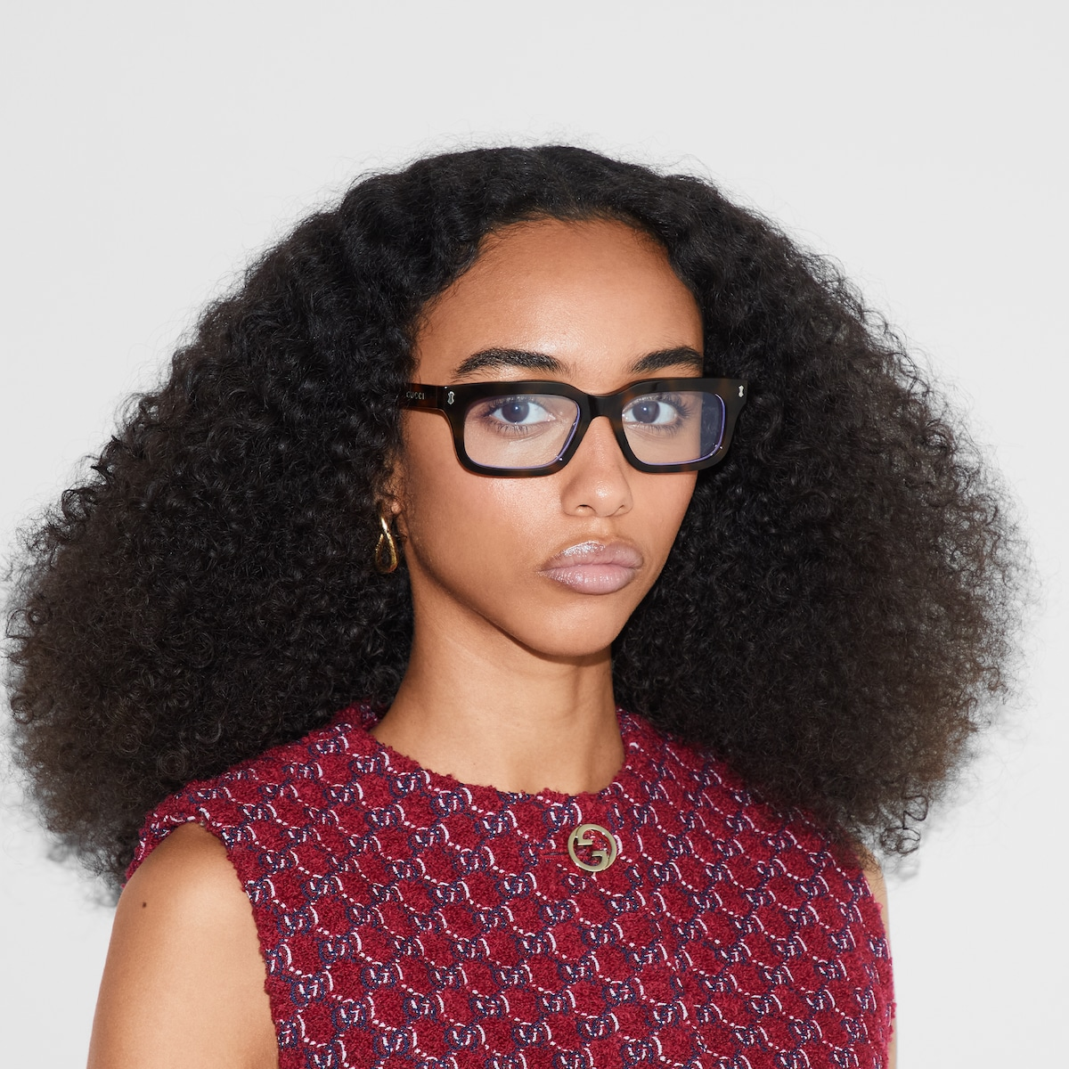  Kính Nam Gucci Rectangular Frame 'Tortoiseshell' 