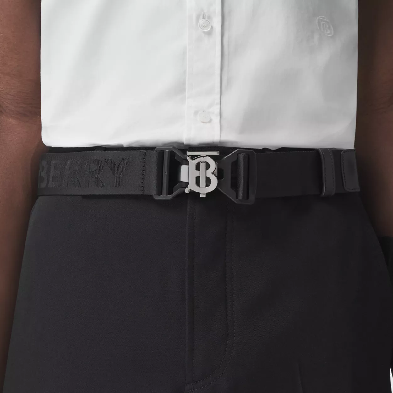  Thắt Lưng Nam Burberry Monogram Motif and Logo Webbed Jacquard Belt 'Black' 