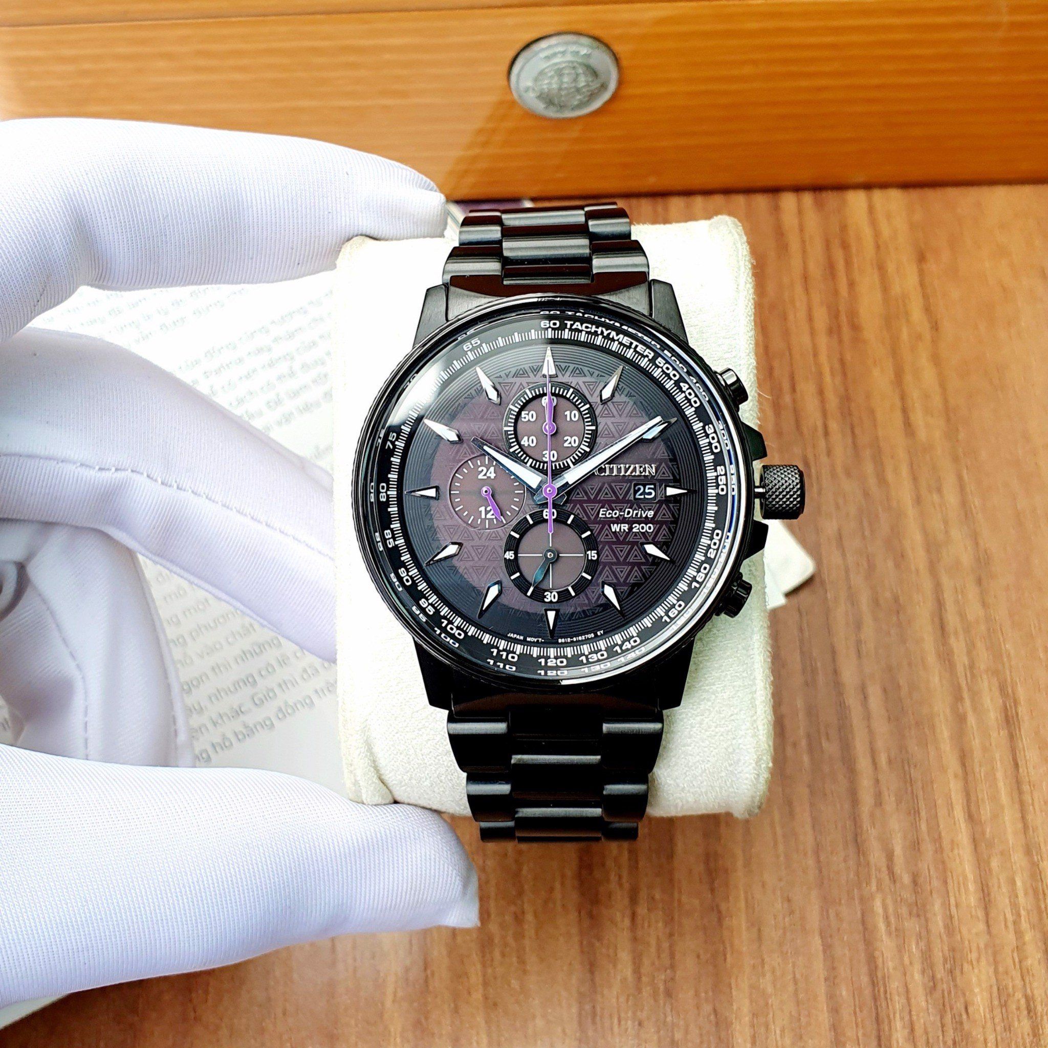  Đồng Hồ Nam CITIZEN Eco-Drive Marvel Black Panther Chronograph Dial Watch 'Black' 