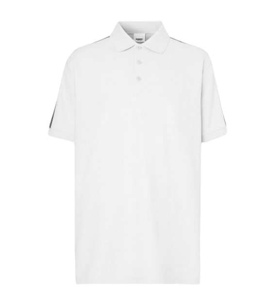  Áo Nam Burberry Logo Tape Pique Polo 'White' 