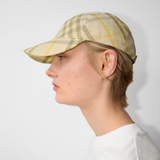  Mũ Burberry Check Linen Baseball Cap 'Wheat' 