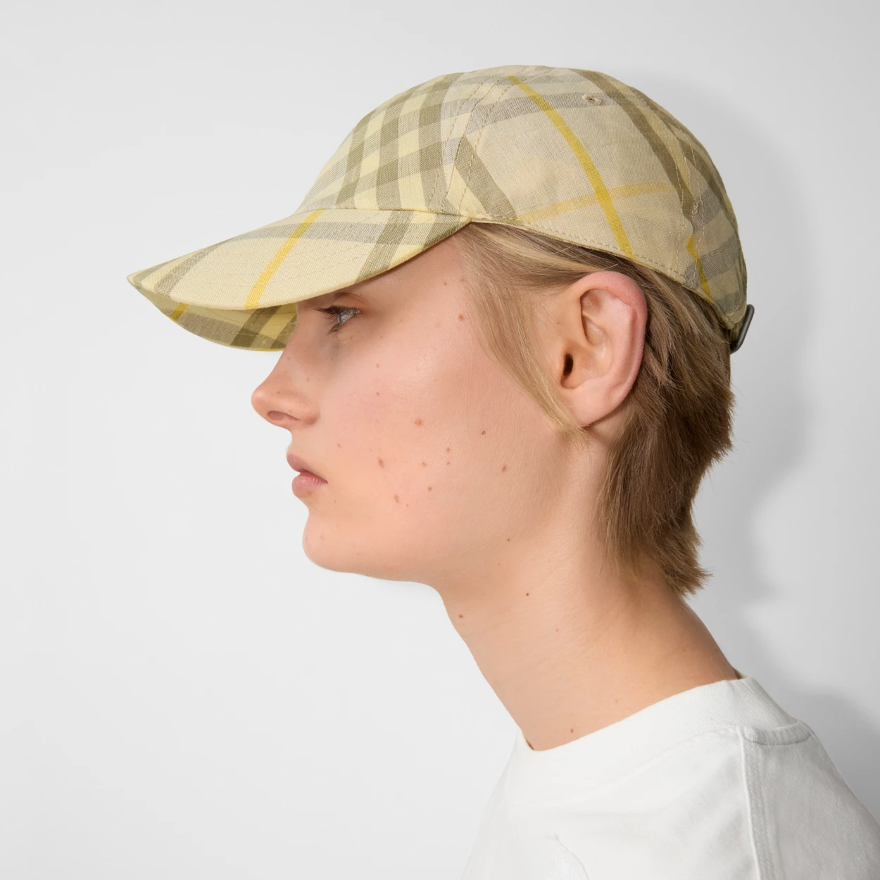  Mũ Burberry Check Linen Baseball Cap 'Wheat' 