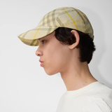  Mũ Burberry Check Linen Baseball Cap 'Wheat' 