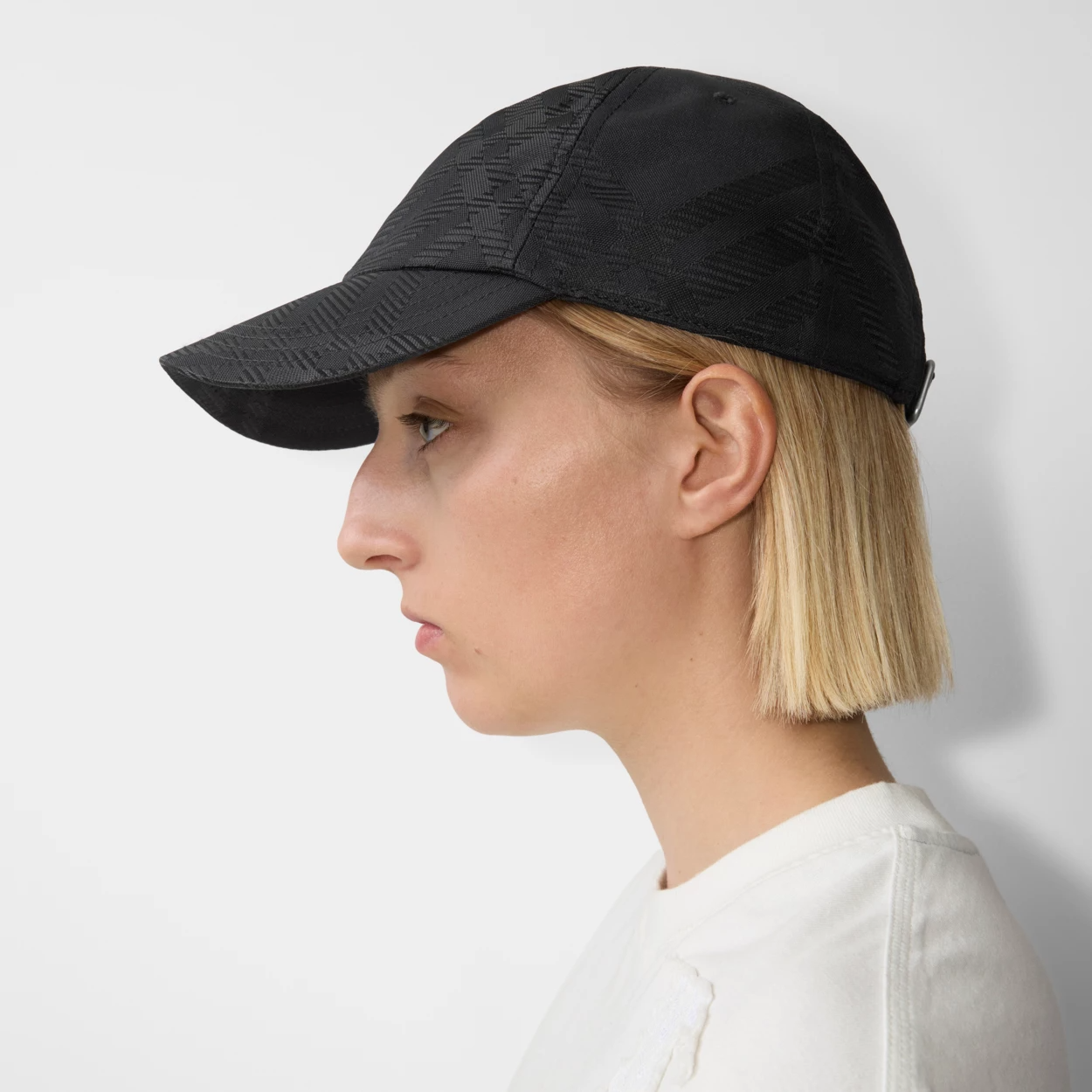  Mũ Burberry Check Nylon Blend Baseball Cap 'Black' 