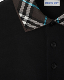 Áo Nam Burberry Check Collar Cotton 'Black' 