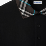  Áo Nam Burberry Check Collar Cotton 'Black' 