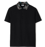  Áo Nam Burberry Check Collar Cotton 'Black' 