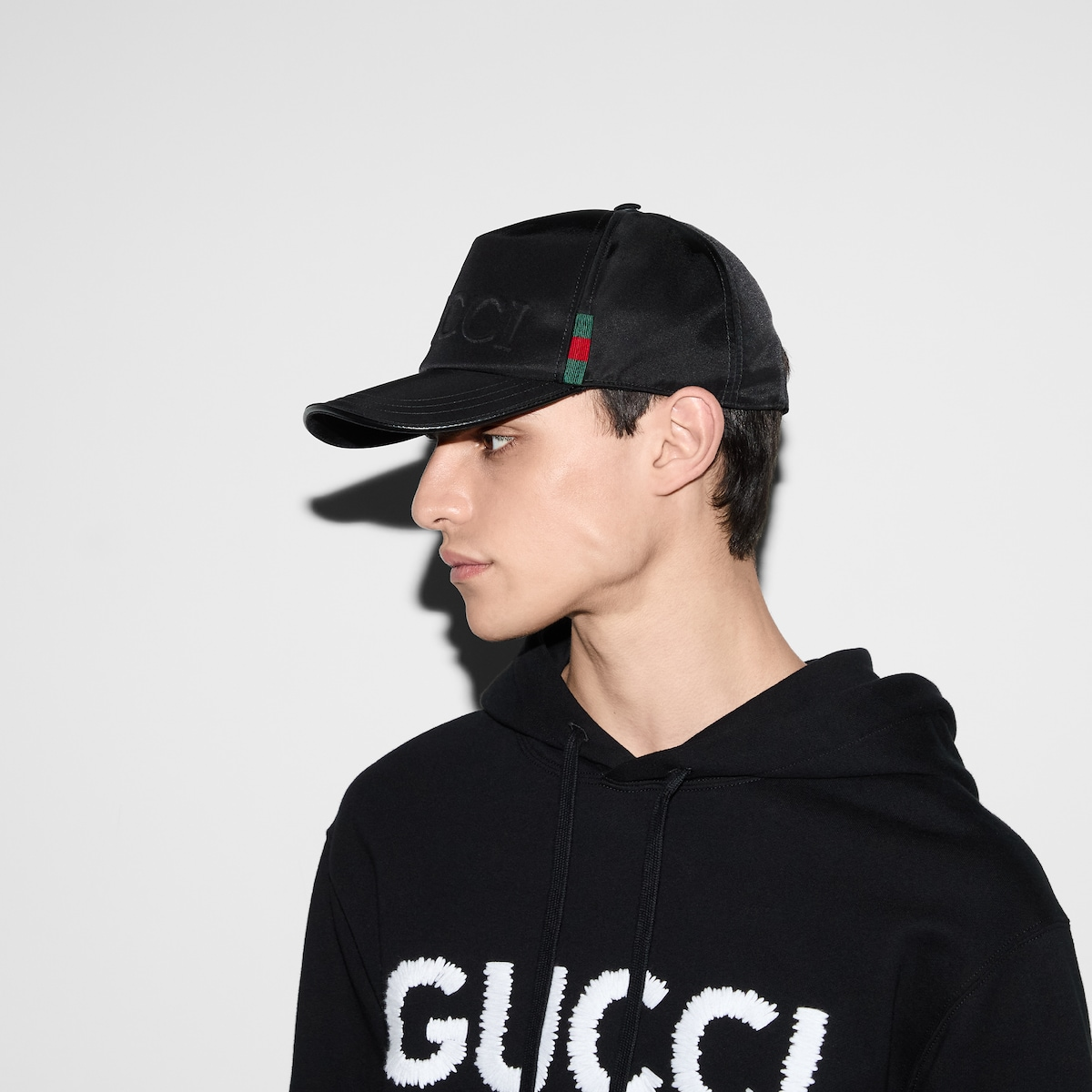  Mũ Nam Gucci Nylon Baseball Hat Logo 'Black' 