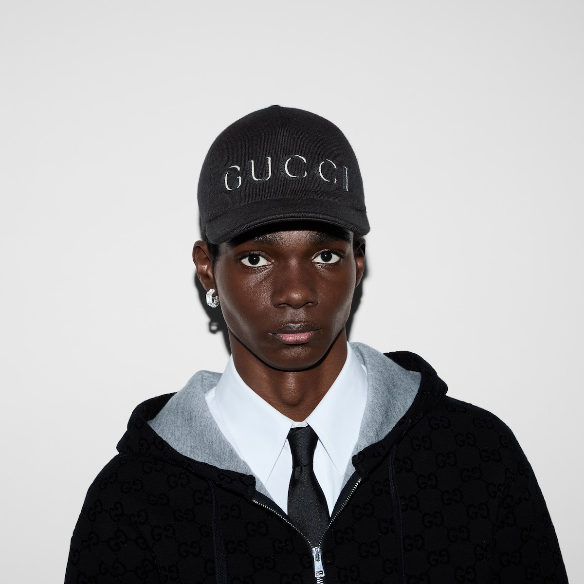  Mũ Nam Gucci Embroidered Wool Baseball 'Black' 