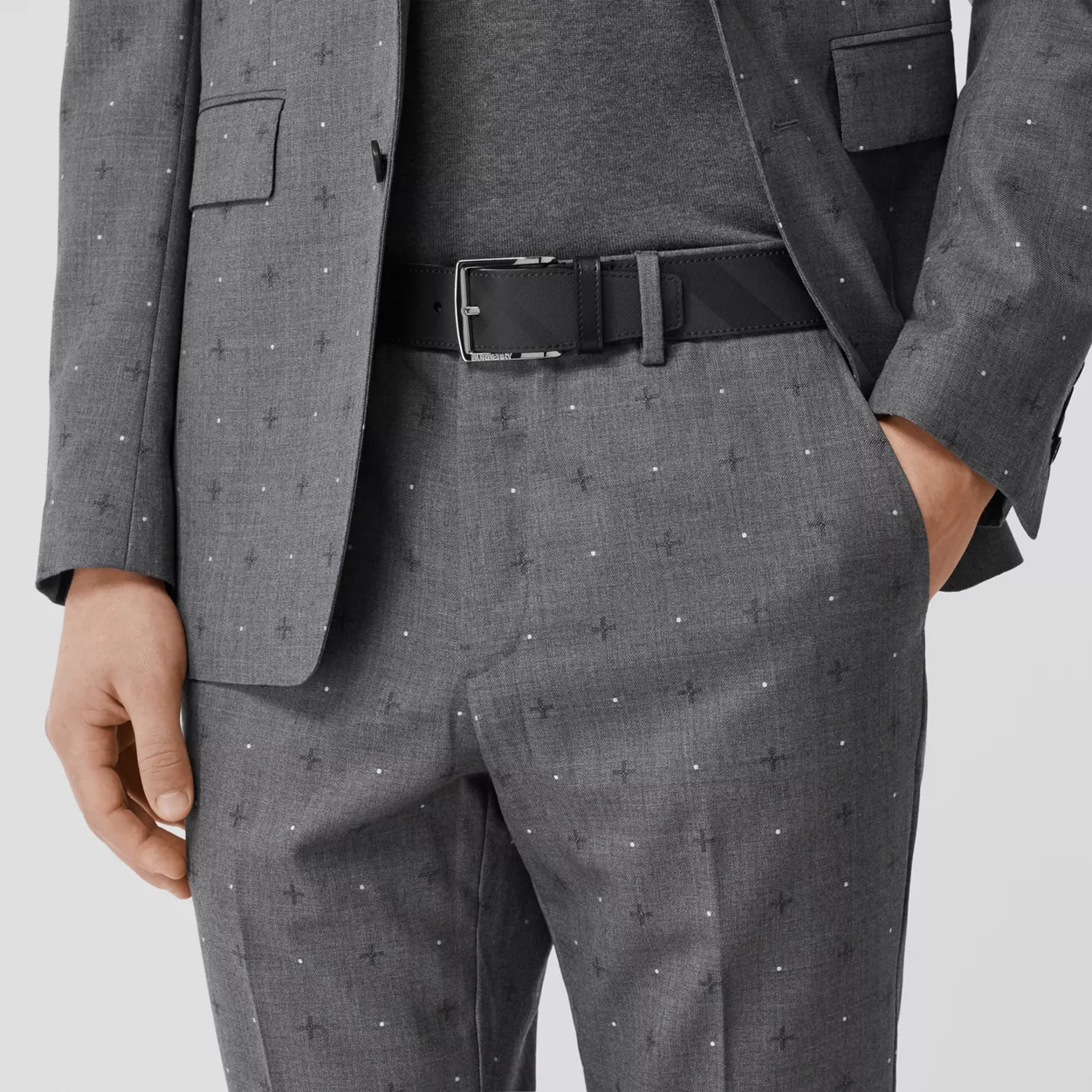  Thắt Lưng Nam Burberry London Check and Leather 'Dark Charcoal' 