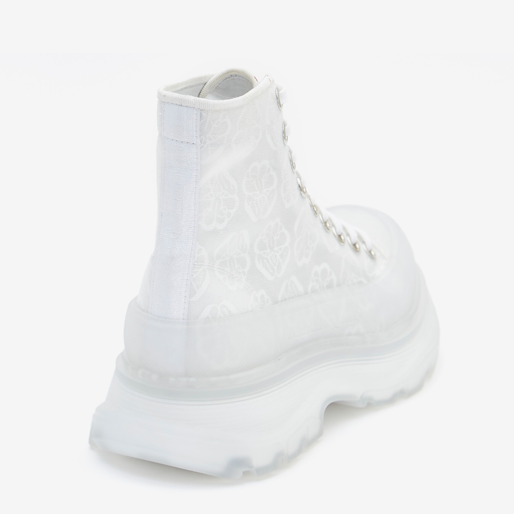  Giày Nữ Alexander McQueen Tread Slick Transparent Lace-Up Boots 'White' 