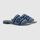  Dép Nữ Gucci Slide Sandal Script 'Light Blue Denim' 