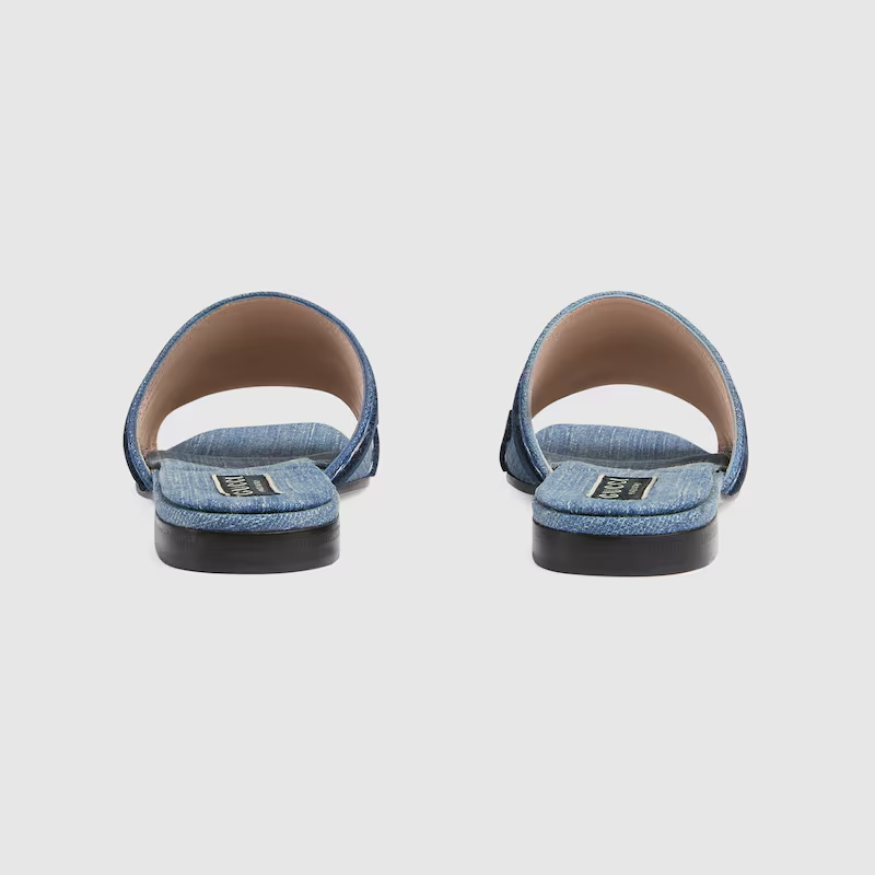  Dép Nữ Gucci Slide Sandal Script 'Light Blue Denim' 