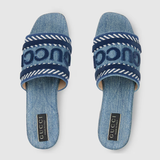  Dép Nữ Gucci Slide Sandal Script 'Light Blue Denim' 