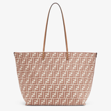  Túi Nữ Fendi Large Roll Pequin Striped Fabric 'Beige' 