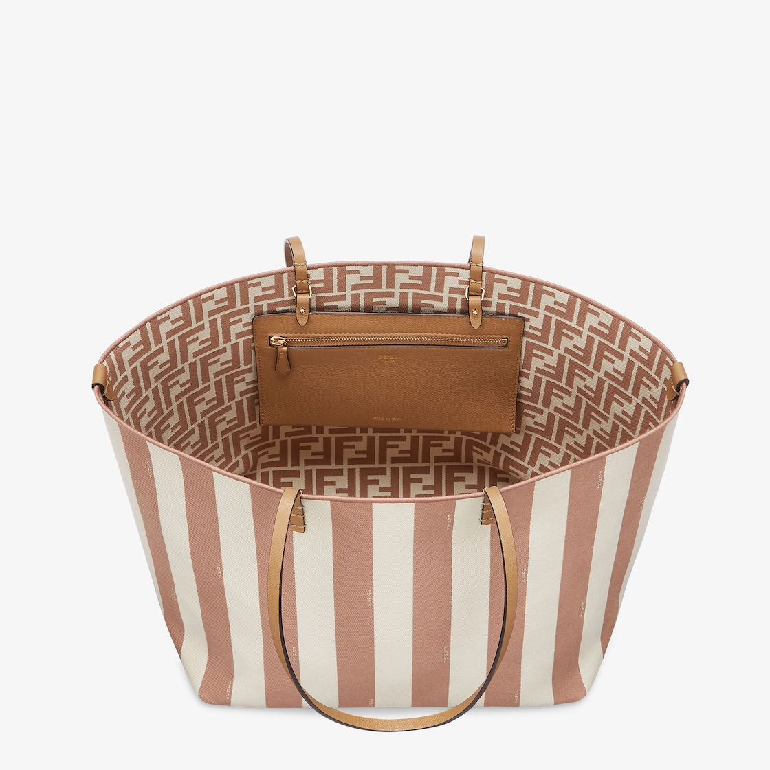  Túi Nữ Fendi Large Roll Pequin Striped Fabric 'Beige' 