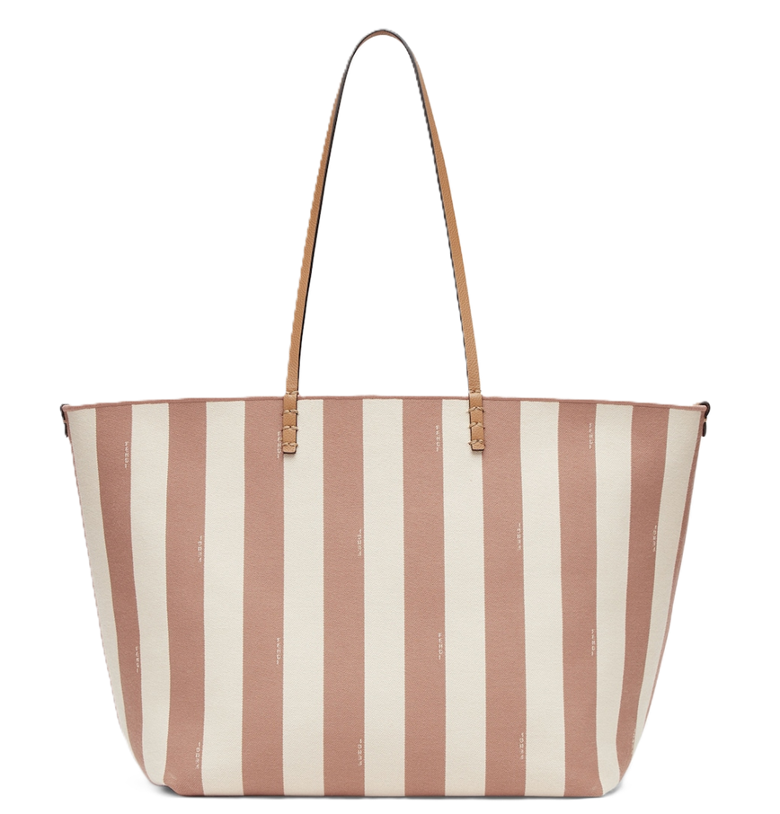  Túi Nữ Fendi Large Roll Pequin Striped Fabric 'Beige' 