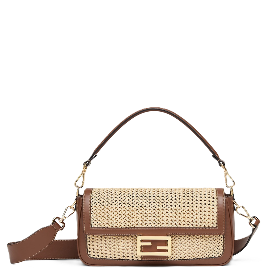  Túi Nữ Fendi Baguette Macramé Raffia 'Brown' 