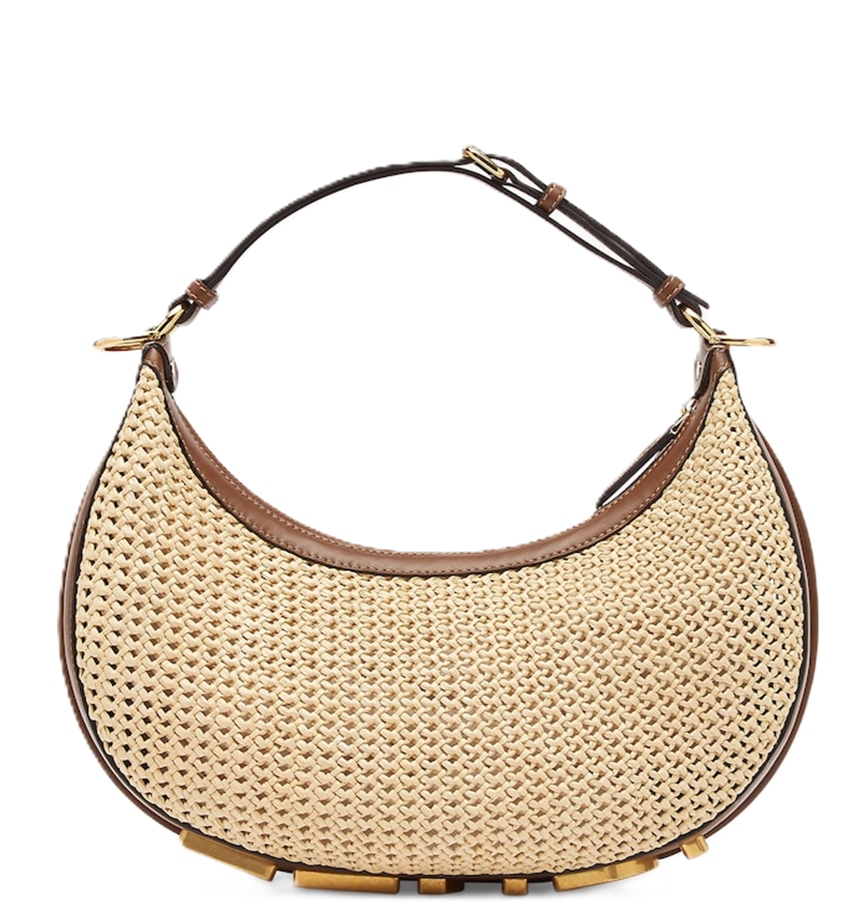  Túi Nữ Fendi Fendigraphy Natural Macramé Raffia 'Brown' 