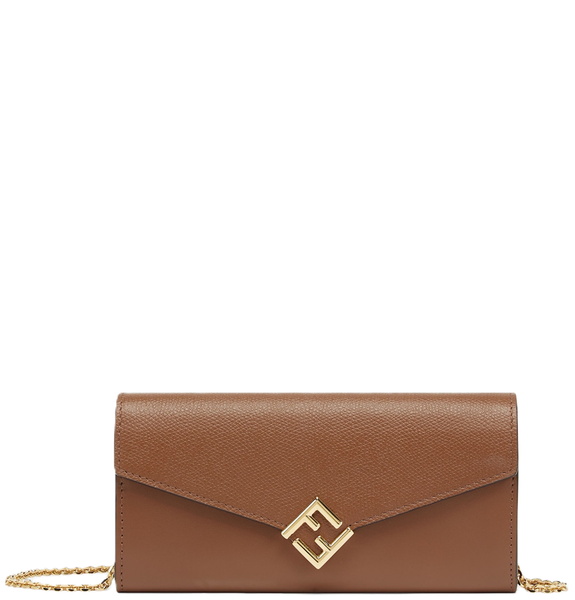  Túi Nữ Fendi FF Diamonds Continental Chain 'Brown' 