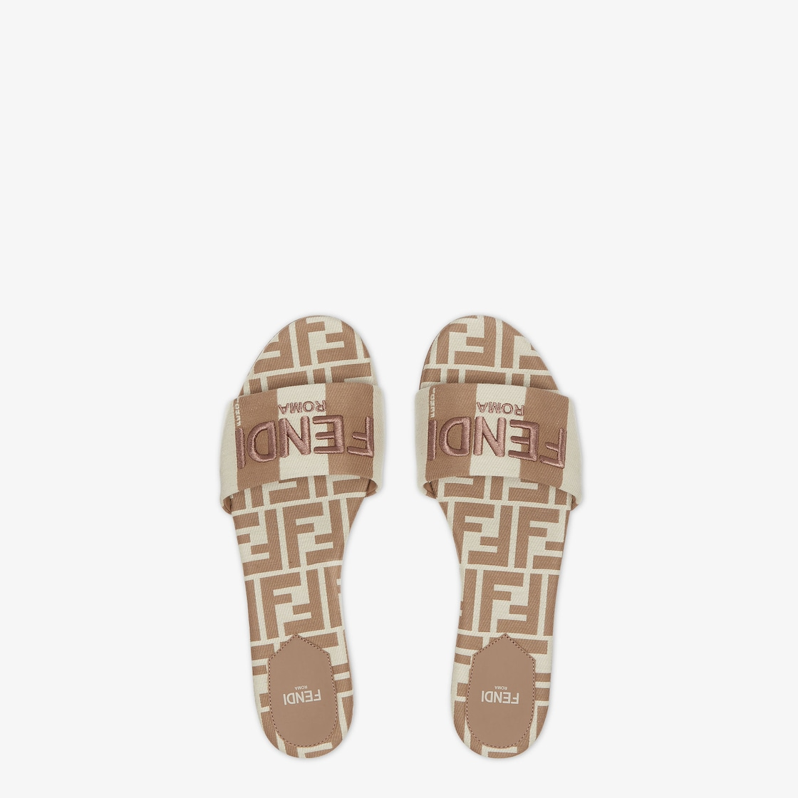  Dép Nữ Fendi Signature Fabric Slides 'Beige' 