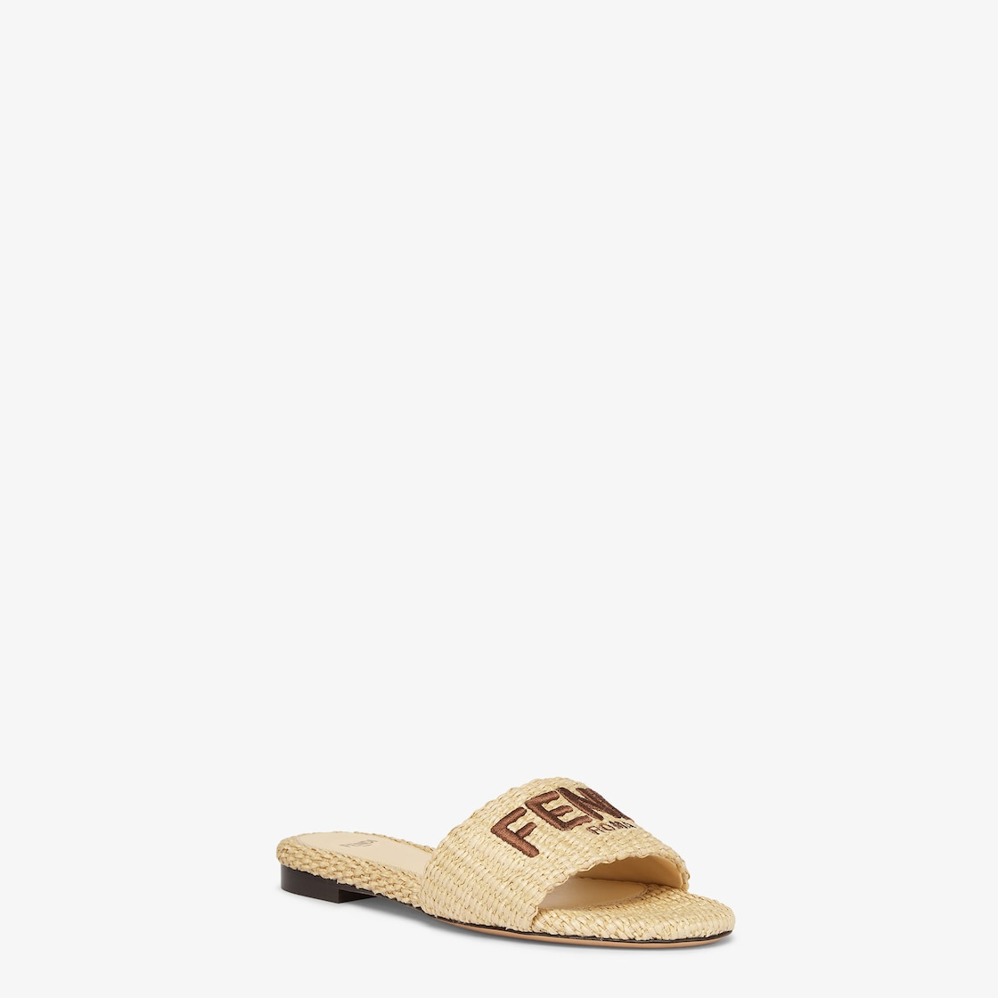  Dép Nữ Fendi Signature Raffia Slides 'Natural' 