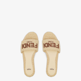  Dép Nữ Fendi Signature Raffia Slides 'Natural' 