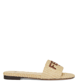  Dép Nữ Fendi Signature Raffia Slides 'Natural' 
