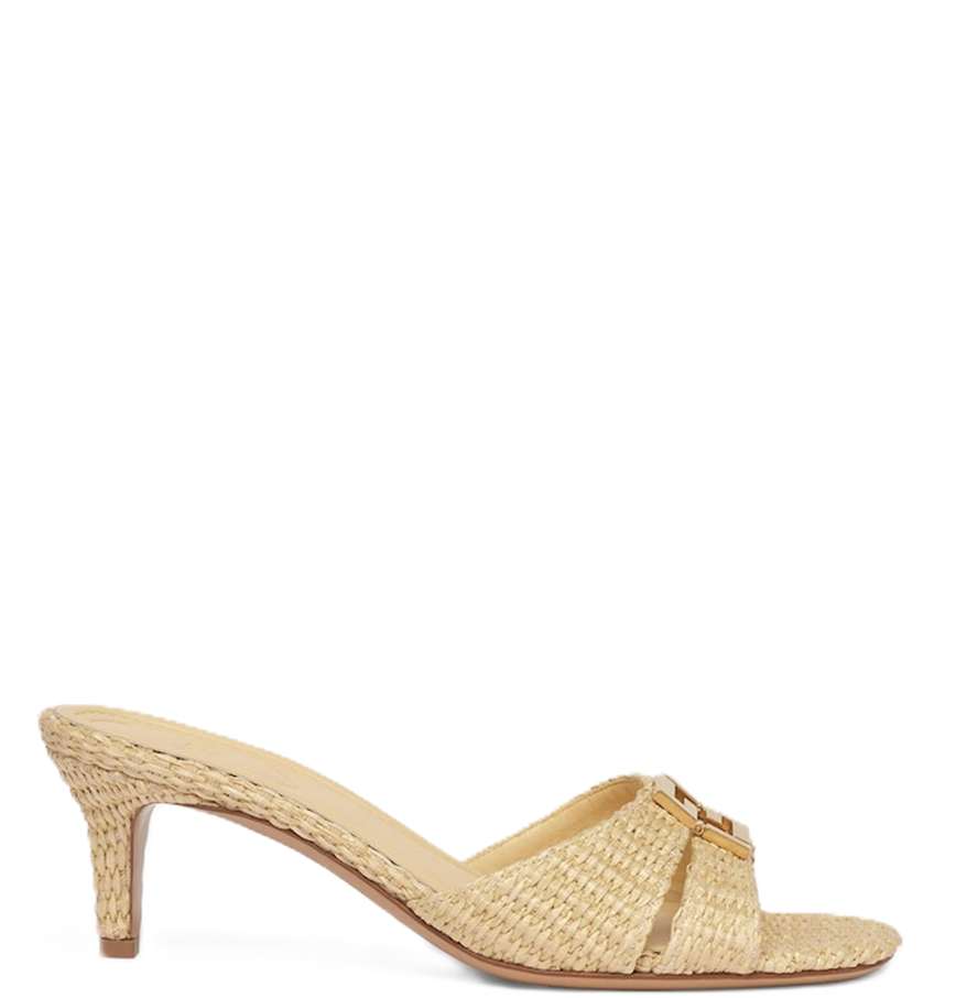  Dép Nữ Fendi Ffold Raffia Medium 'Brown' 