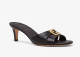  Déo Nữ Fendi Ffold Leather Medium Sandals 'Black' 