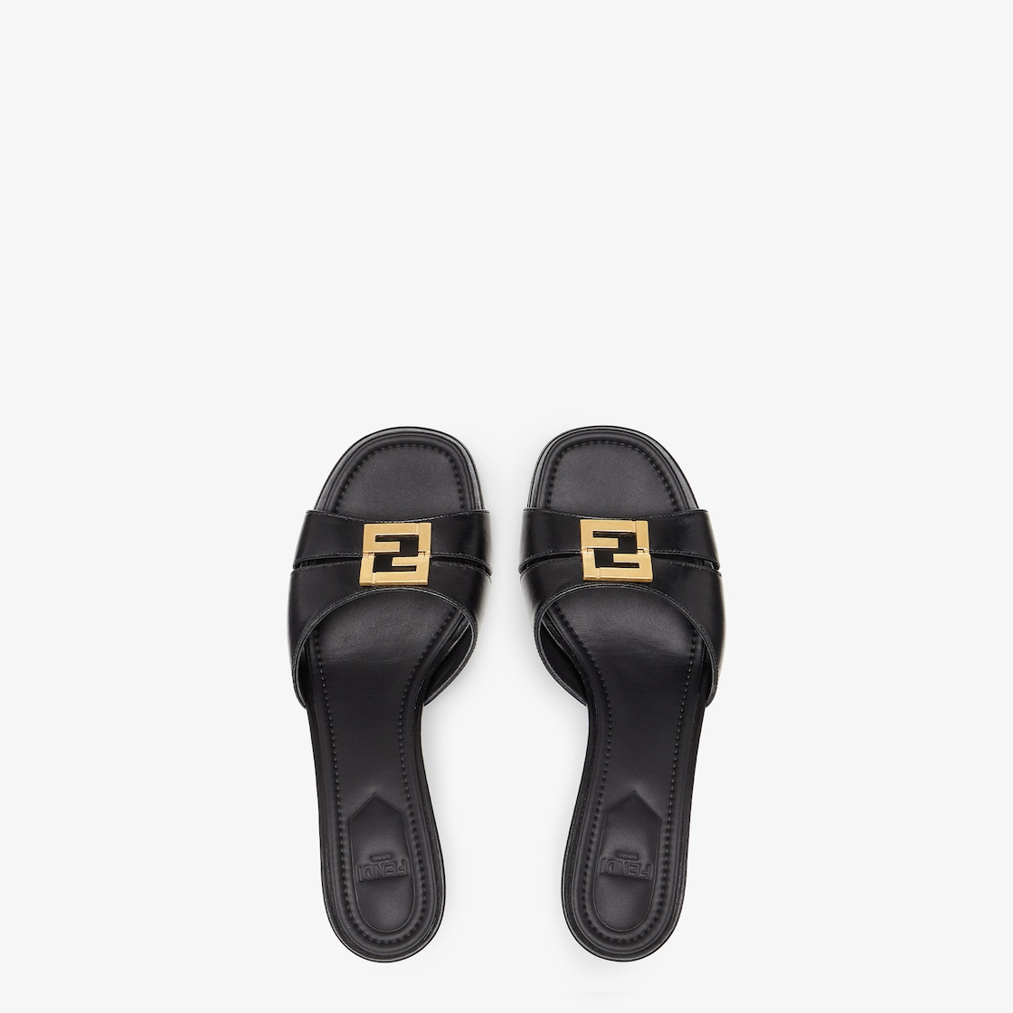  Déo Nữ Fendi Ffold Leather Medium Sandals 'Black' 