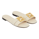  Dép Nữ Fendi Ffold Leather Sandals 'White' 